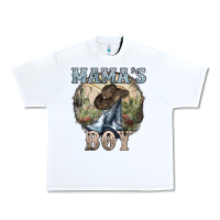 White Mama's Boy western Cowboy boots cactus Urban Heavy Tee - HowdyJamesFarm