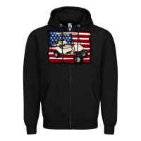 Black golf cart american flag Zipper Hoodie - Artiststas