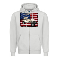 Dove Grey golf cart american flag Zipper Hoodie - Artiststas