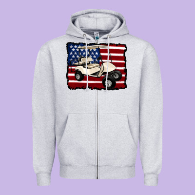 Golf Cart American Flag Zipper Hoodie Designed By Artiststas