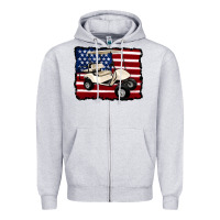 Heather Grey golf cart american flag Zipper Hoodie - Artiststas