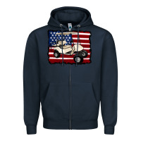 Navy golf cart american flag Zipper Hoodie - Artiststas