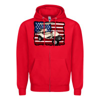 Red golf cart american flag Zipper Hoodie - Artiststas