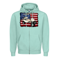 Seafoam golf cart american flag Zipper Hoodie - Artiststas