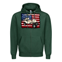 Sports Green golf cart american flag Zipper Hoodie - Artiststas