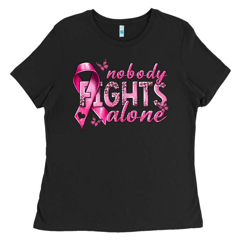 Nobody Fights Alone Cancer Ladies Tee by NancyCooperArtShop | Teevron