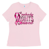 Bubblegum Pink nobody fights alone cancer Ladies Tee - NancyCooperArtShop