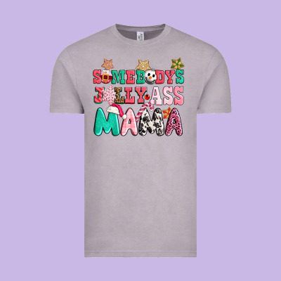 Somebody Jolly Ass Mama Pink Christmas Vintage Tee Designed By Cowgirlartshop