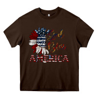 Chocolate Brown god bless america Heavy Core Tee - JahusDesignShop