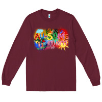 Burgundy Au-some mom Autism Long Sleeve Tee - FaDigitalArtStudio
