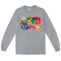 Heather Grey Au-some mom Autism Long Sleeve Tee - FaDigitalArtStudio