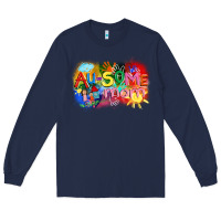 Navy Au-some mom Autism Long Sleeve Tee - FaDigitalArtStudio