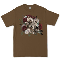 Cacao Floral boho wolf skull Premium Tee - RanaPortraitStore