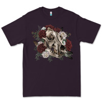 Plum Floral boho wolf skull Premium Tee - RanaPortraitStore