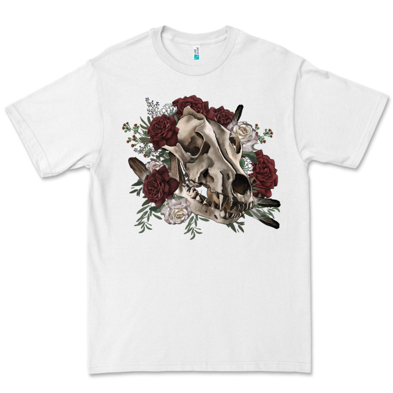 Floral Boho Wolf Skull Premium Tee by RanaPortraitStore | Teevron
