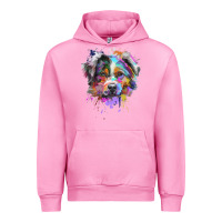 Fuchsia Pink Splash Art Australian Shepherd   Aussie Lover Gifts Urban Hoodie - longCreatives