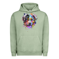 Pigment Oil Green Splash Art Australian Shepherd   Aussie Lover Gifts Urban Hoodie - longCreatives