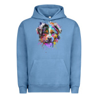 Pigment Pebble Blue Splash Art Australian Shepherd   Aussie Lover Gifts Urban Hoodie - longCreatives