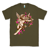 Army Green Cupid with rose Valentine's Day Classic Tee - HowdyJamesFarm
