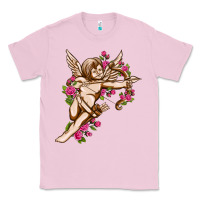Bubblegum Pink Cupid with rose Valentine's Day Classic Tee - HowdyJamesFarm