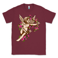 Burgundy Cupid with rose Valentine's Day Classic Tee - HowdyJamesFarm