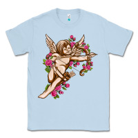 Dusty Blue Cupid with rose Valentine's Day Classic Tee - HowdyJamesFarm