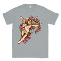 Heather Grey Cupid with rose Valentine's Day Classic Tee - HowdyJamesFarm