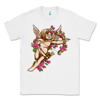 White Cupid with rose Valentine's Day Classic Tee - HowdyJamesFarm