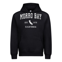 Black Morro Bay California CA Vintage Athletic Sports Design Urban Hoodie - longCreatives