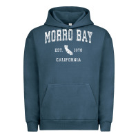 Pigment Midnight Navy Morro Bay California CA Vintage Athletic Sports Design Urban Hoodie - longCreatives