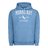 Pigment Pebble Blue Morro Bay California CA Vintage Athletic Sports Design Urban Hoodie - longCreatives