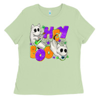 Matcha Hey Boo with Ghost Cats Ladies Tee - texasbilliewilder