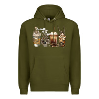 Army Green skeleton coffee Premium Hoodie - Jasminsmagicworld