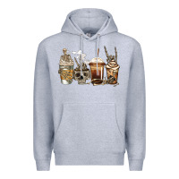 Heather Grey skeleton coffee Premium Hoodie - Jasminsmagicworld