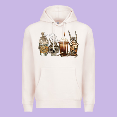Skeleton Coffee Premium Hoodie Designed By Jasminsmagicworld