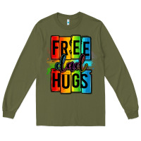 Army Green free dad hugs Long Sleeve Tee - OliviaCreatesArt