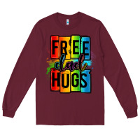 Burgundy free dad hugs Long Sleeve Tee - OliviaCreatesArt