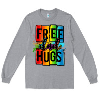 Heather Grey free dad hugs Long Sleeve Tee - OliviaCreatesArt
