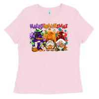 Bubblegum Pink Hallothanksmas gnomes Ladies Tee - NancyCooperArtShop
