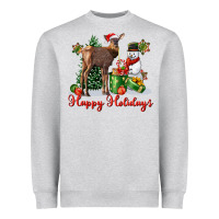 Heather Grey happy holidays baby deer Heavyweight Sweatshirt - LillyAllenDesigns