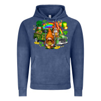 Vintage Denim St. Patrick's Day gnomies with truck Vintage Hoodie - HowdyJamesFarm
