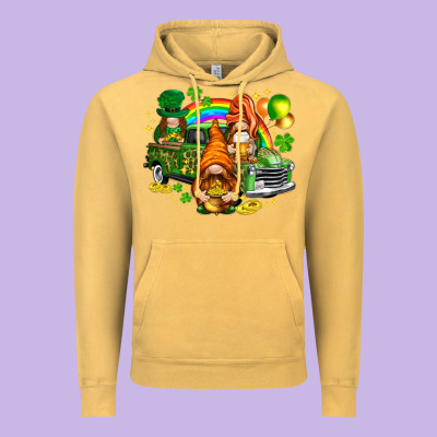 St. Patrick's Day Gnomies With Truck Vintage Hoodie Designed By Howdyjamesfarm