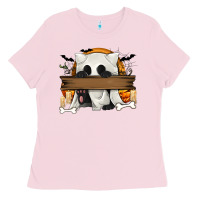 Bubblegum Pink Personalized Halloween Ghost Cat Ladies Tee - texasbilliewilder
