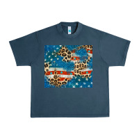 Leopard Glitter American Flag Urban Heavy Tee | Teevron