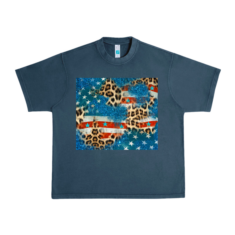 Leopard Glitter American Flag Urban Heavy Tee by CowGirlArtShop | Teevron