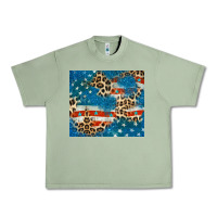 Oil Green leopard glitter american flag Urban Heavy Tee - CowGirlArtShop