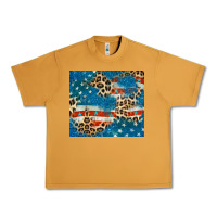 Peanut Butter leopard glitter american flag Urban Heavy Tee - CowGirlArtShop