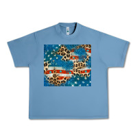 Pebble Blue leopard glitter american flag Urban Heavy Tee - CowGirlArtShop