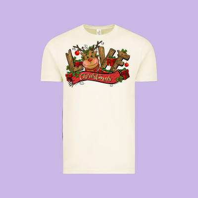 Love Christmas Reindeer Vintage Tee Designed By Cowgirlartshop
