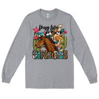 Heather Grey long live cowgirls Long Sleeve Tee - OliviaCreatesArt